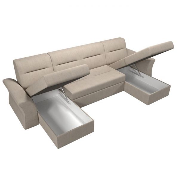 П-образный диван «Клайд», механизм дельфин, рогожка, цвет бежевый