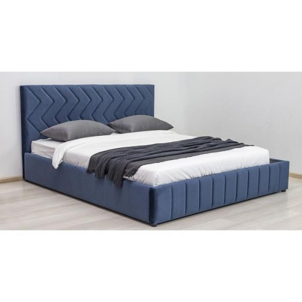 Кровать Милана 1600х2000, ортопедическое осн+ПМ, Полуночно-синий/Океан