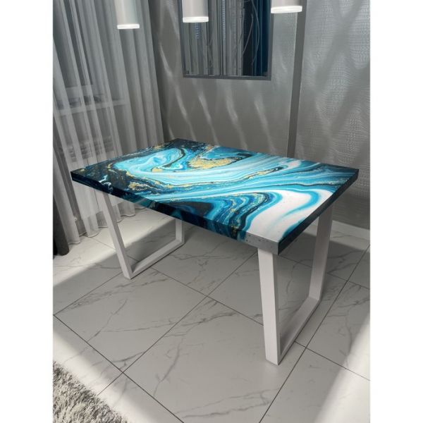 Обеденный стол «Квадро», 1200 ? 800 мм, опора «П» чёрная, фотопечать, цвет малахит