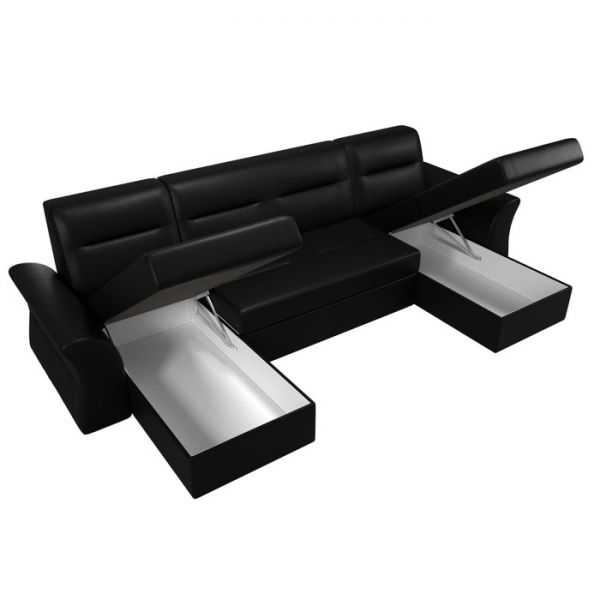 П-образный диван «Клайд», механизм дельфин, экокожа, цвет бежевый