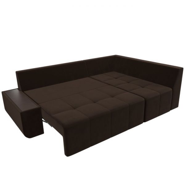 Угловой диван «Амадэус», правый угол, микровельвет, цвет коричневый