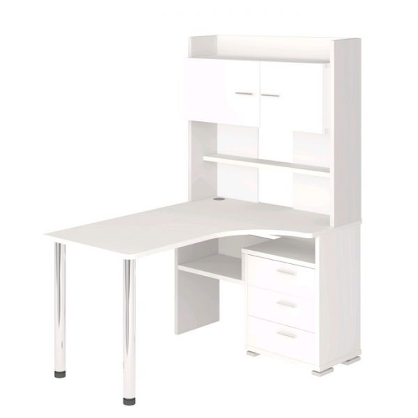 Стол компьютерный «СР 133» с надстройкой, 1010 ? 1300 ? 1750 мм, левый, цвет белый