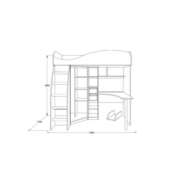 Двухъярусная кровать «Омега 9», 800 ? 1900 мм, ЛДСП / МДФ, цвет млечный дуб / фиолет