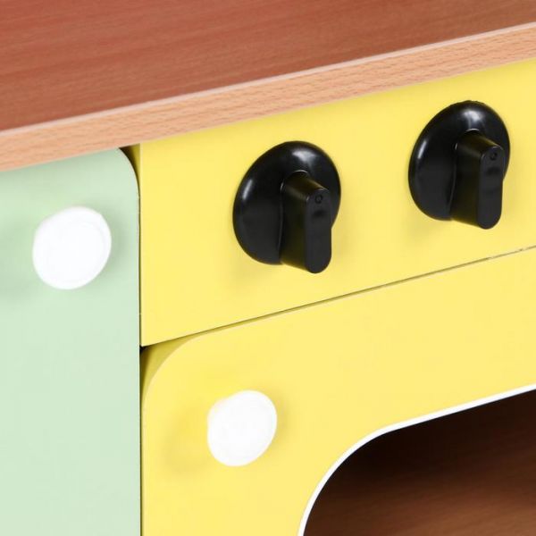 Кухня детская 950х420х1160, ЛДСП, корпус - бук, фасады - цветные