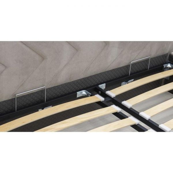 Кровать Милана, 1600х2000, ортопедическое осн+ПМ, Светлый кварцевый серый/Фог