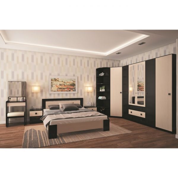 Шкаф 4-х дверный «Люсси», 1604 ? 586 ? 2120 мм, зеркало, цвет венге / дуб девон