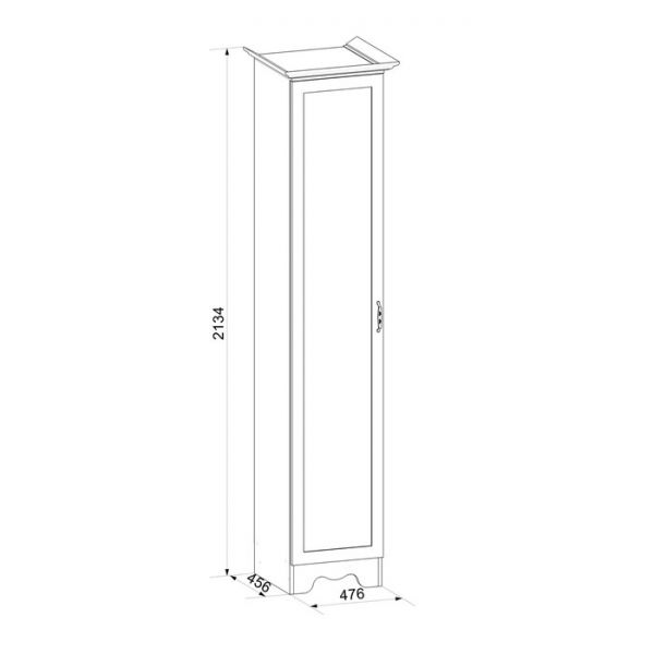 Шкаф однодверный с полками Латте 1 2134х476х456 с зеркалом Бодега cветлый /Орех Донской