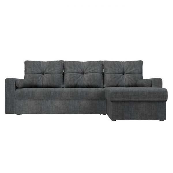 Угловой диван «Верона», механизм дельфин, рогожка, правый угол, цвет серый