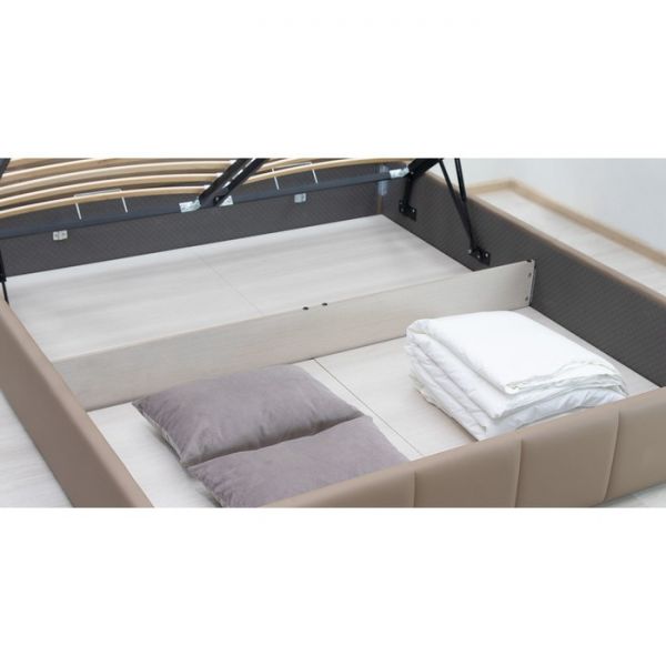 Кровать Хлоя, 1800х2000, ортопедическое осн+ПМ, Пегасо капучино/Бежево-коричневый