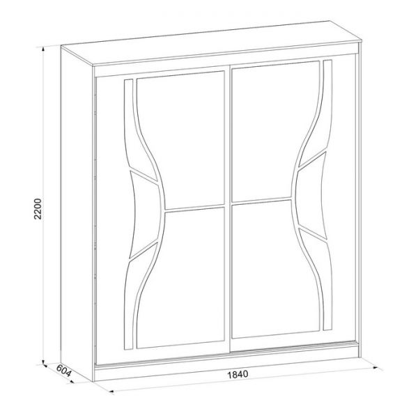 Шкаф многоцелевого назначения Оскар-11-2 2200х1840х604 Сосна карелия Черное стекло