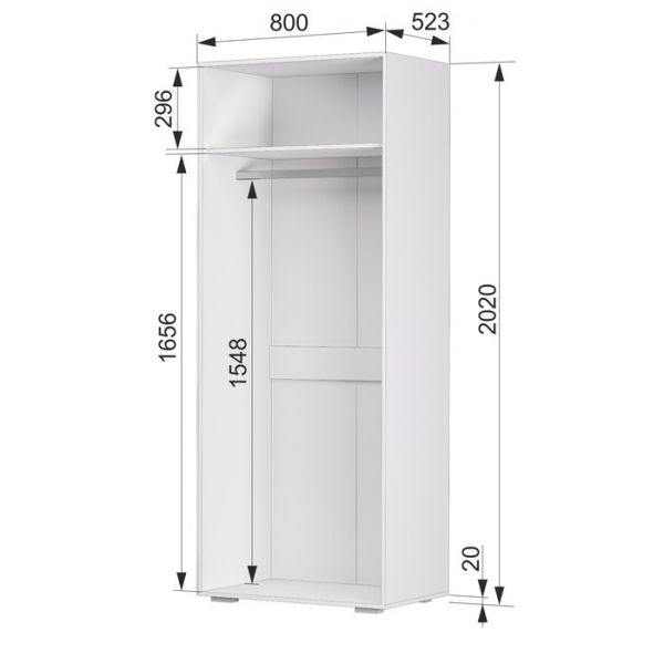 Шкаф 2-створчатый «Акцент №22», 800 ? 523 ? 2020 мм, цвет белый / цемент светлый