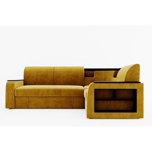 Угловой диван «Фараон», универсальный, дельфин, велюр, цвет селфи 01, вставка астор 536