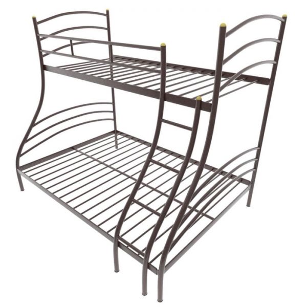Двухъярусная кровать «Глория», 120 ? 190 см, металл, лестница справа, цвет коричневый
