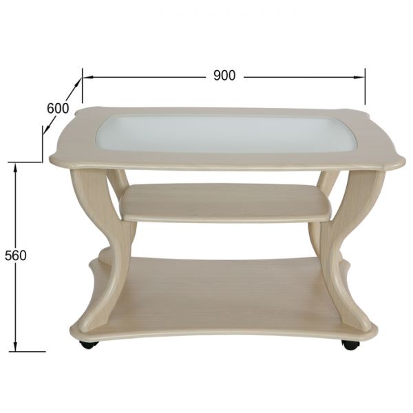 Стол журнальный «Маэстро», со стеклом сжс-02, 900 ? 600 ? 560 мм, цвет дуб белёный