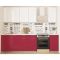 Кухонный гарнитур Бостон 2000х600 белый/белый/красный глянец