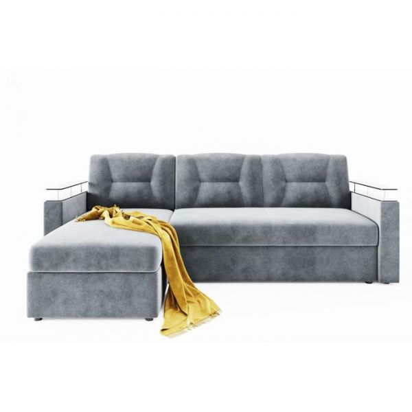 Угловой диван «Монро», угол левый, ЛДСП венге, механизм дельфин, велюр, цвет селфи 01