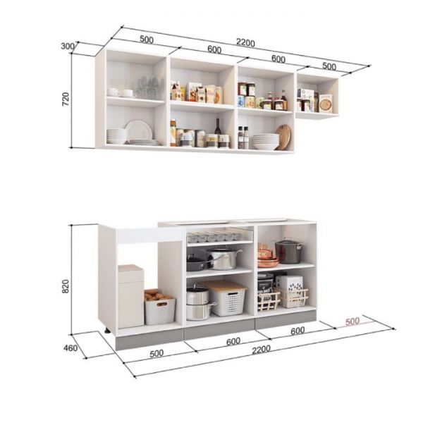 Кухонный гарнитур Стоун 2200х600 белый/грей софттач/палисандр