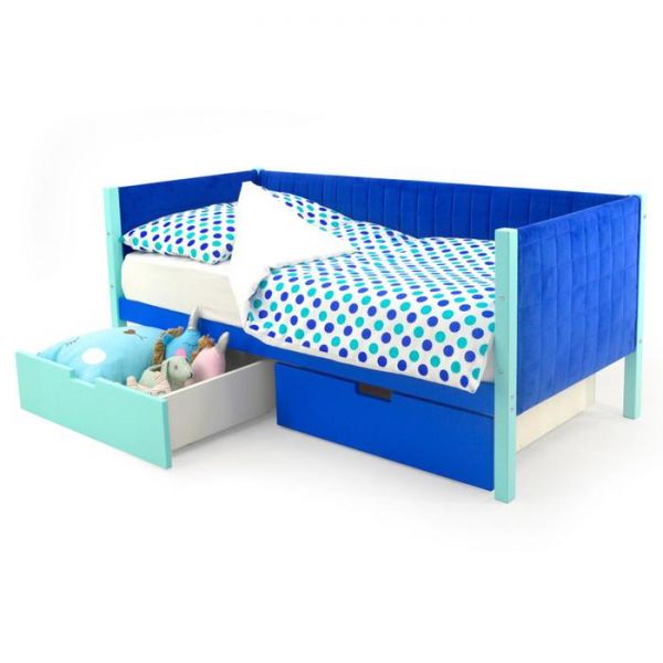 Детская кровать-тахта мягкая Svogen мятно-синий