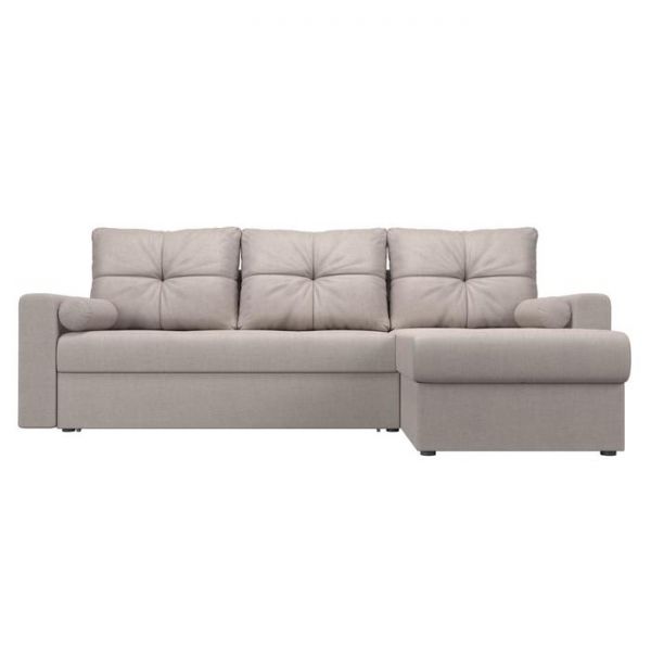 Угловой диван «Верона», механизм дельфин, рогожка, правый угол, цвет бежевый