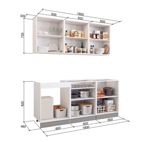 Кухонный гарнитур Виктория 1800х600 белый/крем глянец/шоколад глянец