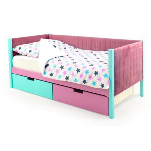 Детская кровать-тахта мягкая Svogen мятный-лаванда