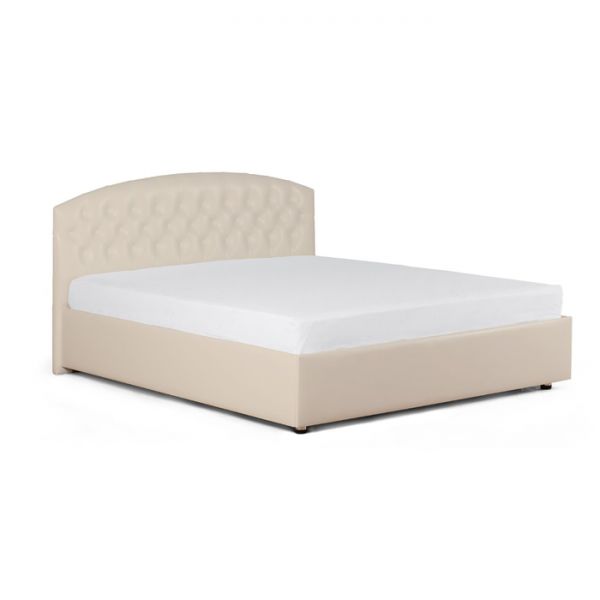 Кровать «Пальмира» без ПМ, 1600х2000 встроенное основание, экокожа, цвет бежевый