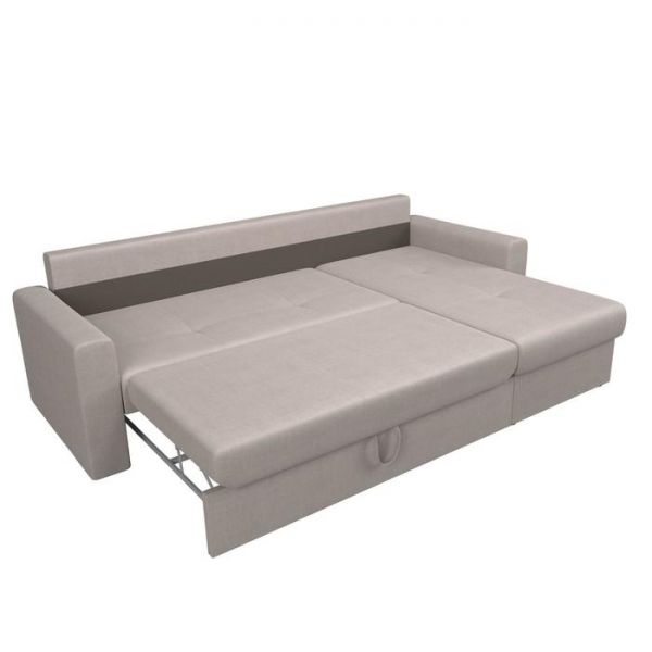 Угловой диван «Верона», механизм дельфин, рогожка, правый угол, цвет бежевый