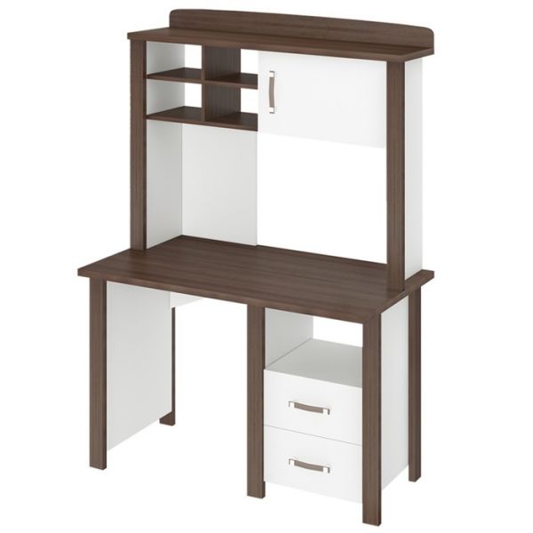 Стол СТД-115 с тумбой и надстройкой НД-115, 1150 ? 640 ? 1680 мм, цвет нельсон / белый