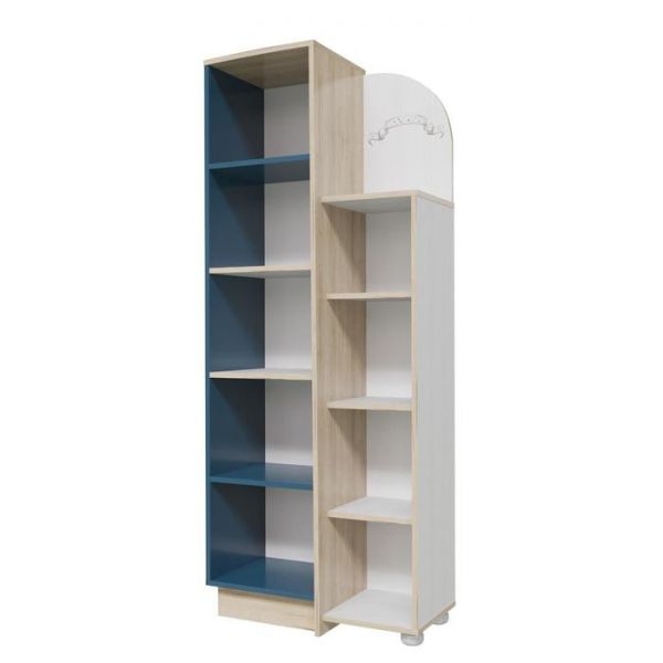 Шкаф пенал Бриз 700х360х1720 Дуб ривьера/Рамух белый/Синий Бриз