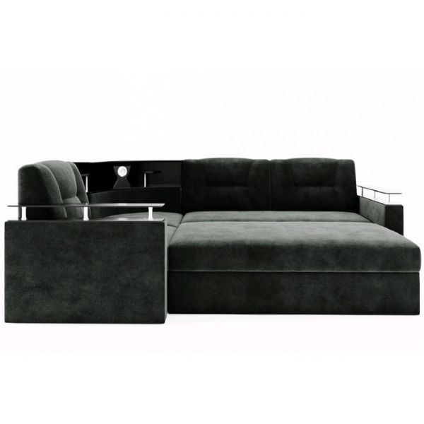 Угловой диван «София», угол левый, дельфин, подсветка, велюр, ЛДСП венге, цвет селфи 01