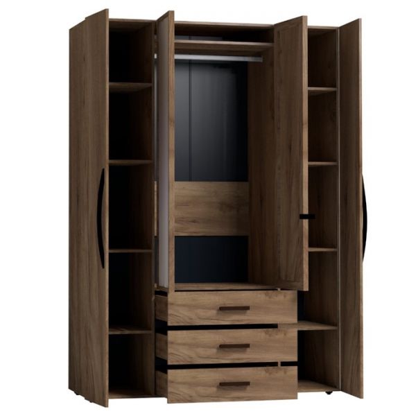 Шкаф для одежды и белья Nature 555, 1600 ? 595 ? 2300 мм, цвет гаскон пайн / чёрный