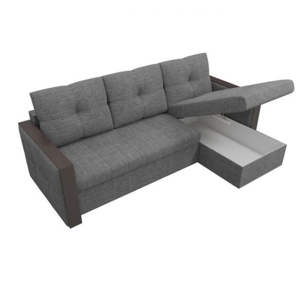 Угловой диван «Валенсия», механизм дельфин, рогожка, цвет серый