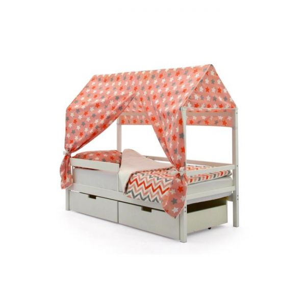 Крыша текстильная Бельмарко для кровати-домика Svogen звезды красный,белый,графит