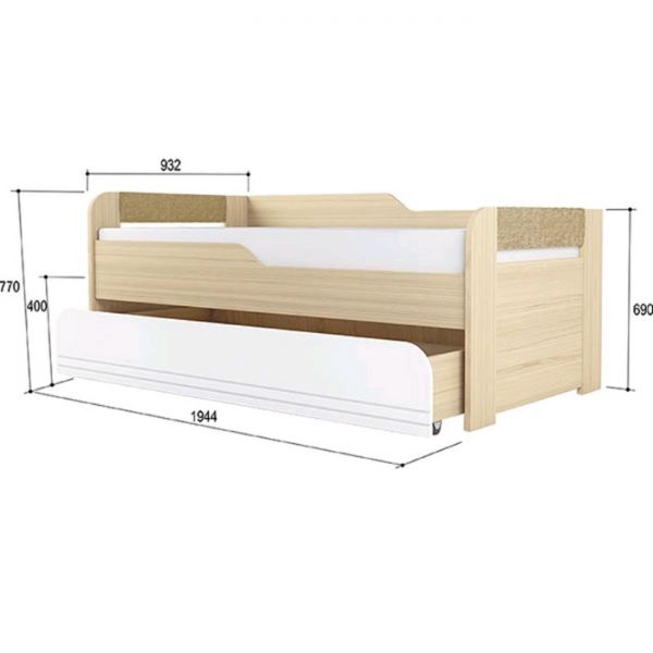 Кровать 2-х уровневая «Стиль 900.1», 1900 ? 900 мм, 1800 ? 800 мм, цвет туя светлая / лайм