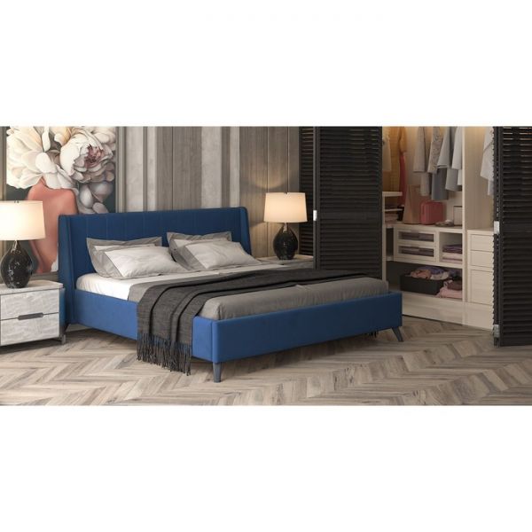 Кровать Мелисса, 1800х2000, ортопедическое осн+ПМ, Киви 72/Темно-синий