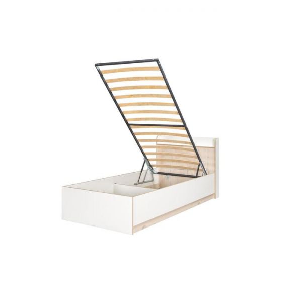 Кровать Веста 11.14 с ортопед. осн. и ПМ, 990х2160х860, Гаскон Пайн светлый/Белый шагрень