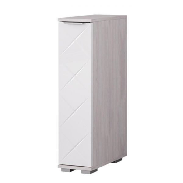 Тумба Кимберли узкая 202х460х824 ясень белый/белый глянец