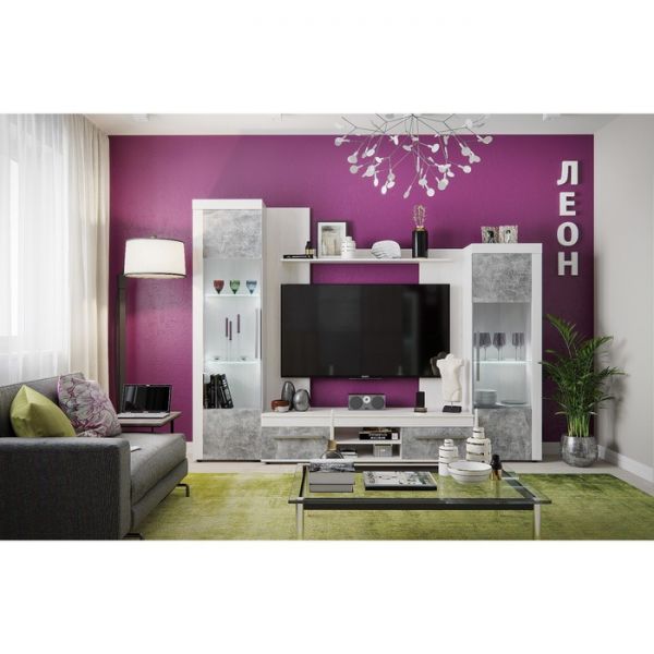 Витрина высокая «Леон 1», 560 ? 389 ? 2113 мм, цвет ясень анкор светлый / ателье светлый