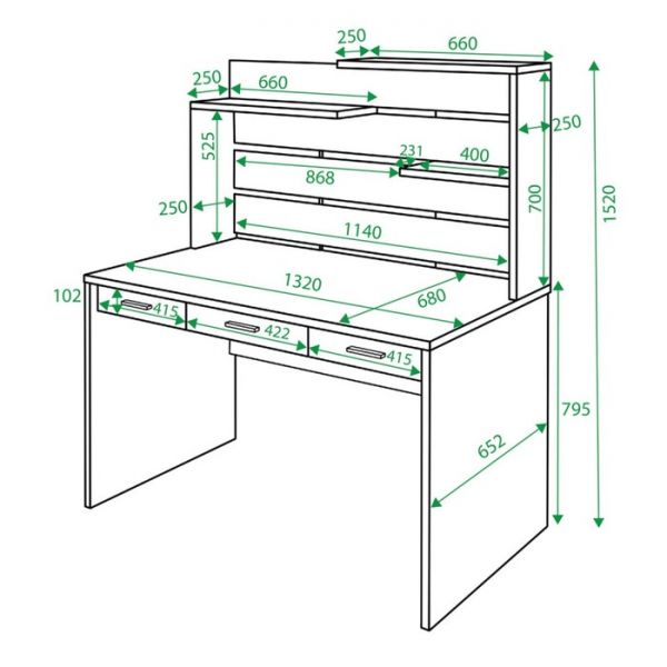 Стол с надстройкой, 1320 ? 680 ? 1520 мм, цвет венге