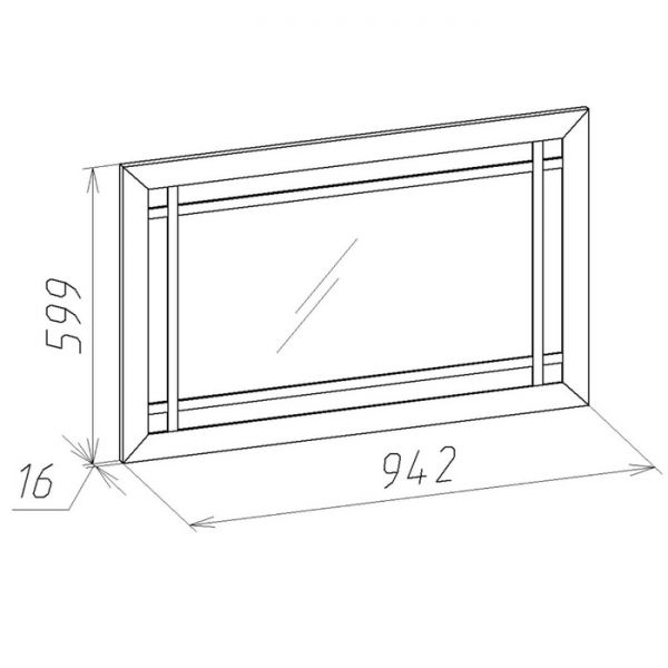 Зеркало навесное Sherlock 7, 599 ? 16 ? 942 мм, цвет дуб сонома