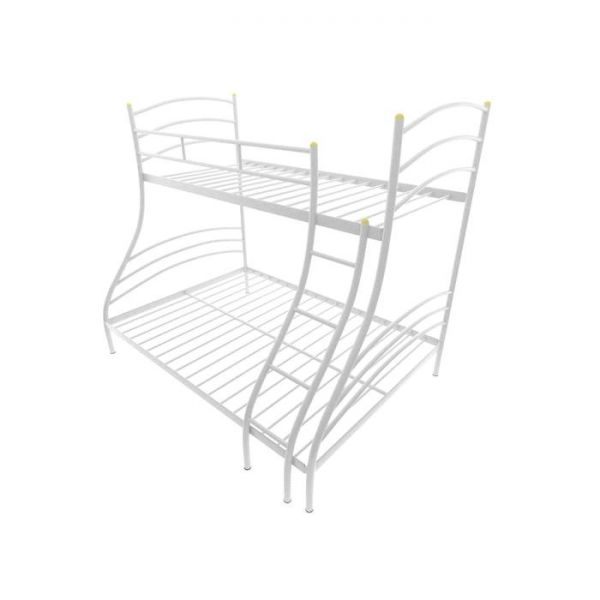 Двухъярусная кровать «Глория», 120 ? 190 см, каркас металл, лестница справа, цвет белый