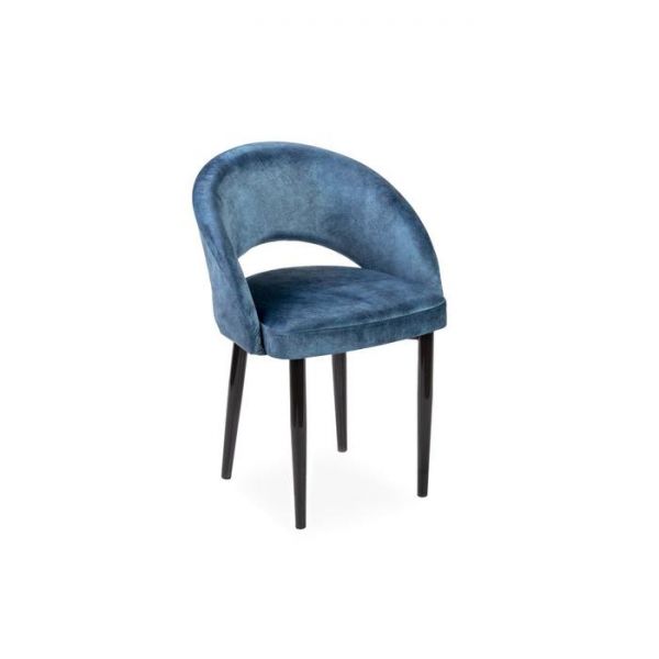 Стул Мирелла Мрамор 14 синий велюр/ Стандарт металл  Черный глянец