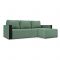 Угловой диван «Алиса 3», еврокнижка, бельевой ящик, велюр, цвет vital aloe / marvel black
