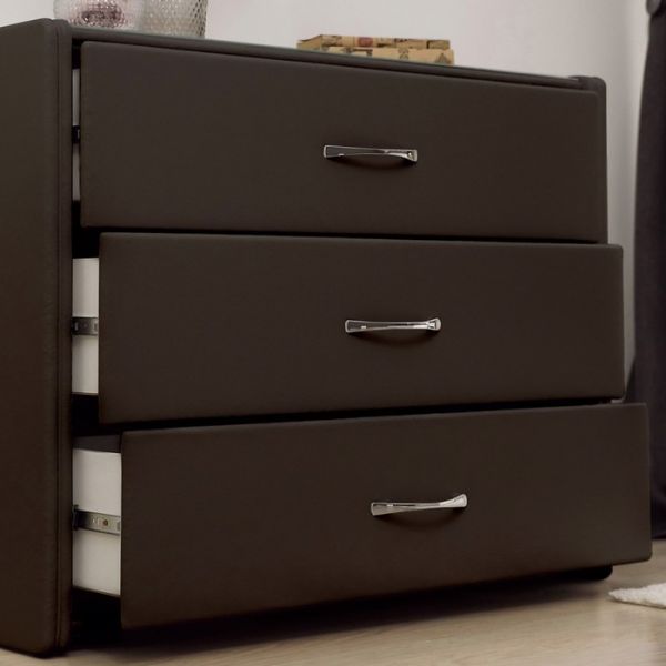 Комод «Алеро», 3 ящика, 1010 ? 375 ? 765 мм, экокожа, стекло, цвет взбитые сливки