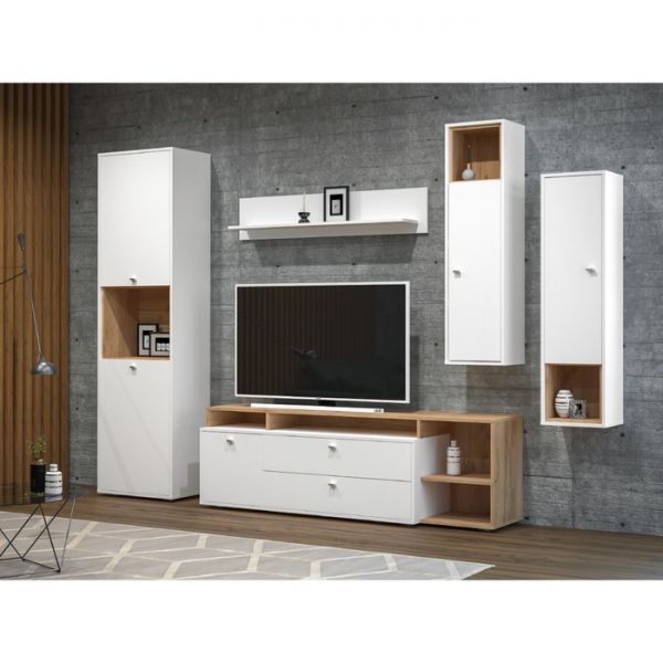 Тумба под ТВ Бэль 10.92, 1710х430х528, Дуб крафт золотой/Белый премиум