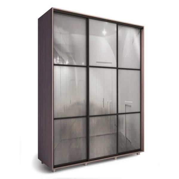 Шкаф-купе Модный Зеркало Ясень шимо тёмный/Белый/Венге тёмный 1800х600х2300
