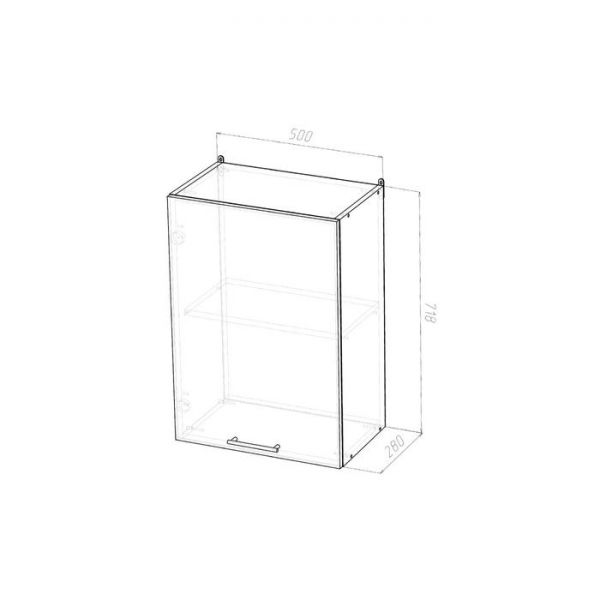 Шкаф навесной Лира 500х300х720 с 1 дверцей  белый/Квадро шимо светлый