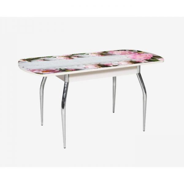 Стол раздвижной «Грация», 1100(1450) ? 700 ? 750 мм, глянец, хром, цвет белёный дуб / R045