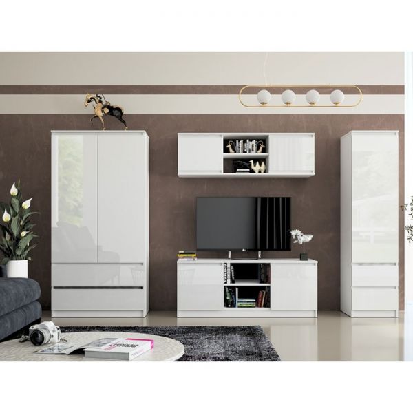 Пенал с ящиками Челси, 452х514х1796, Белый глянец/Белый