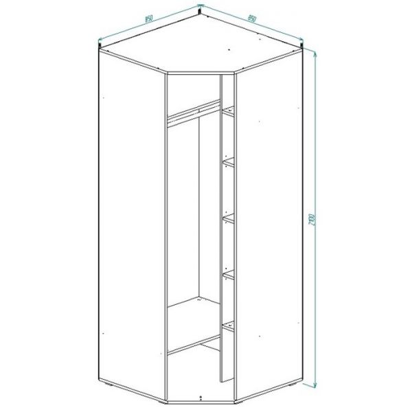 Шкаф угловой Зеркало/Зеркало РИВЬЕРА 2100х850х850 Ясень Шимо Светлый